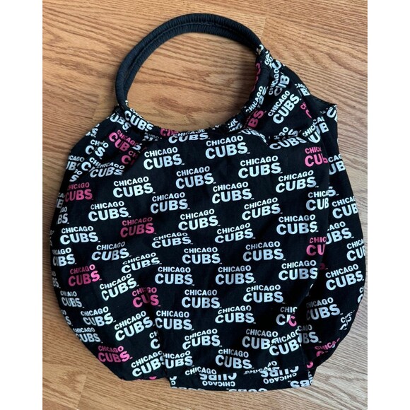 Chicago Cubs Purse/Shoulder Bag MLB Baseball Pink & Black With Logo - Picture 1 of 6